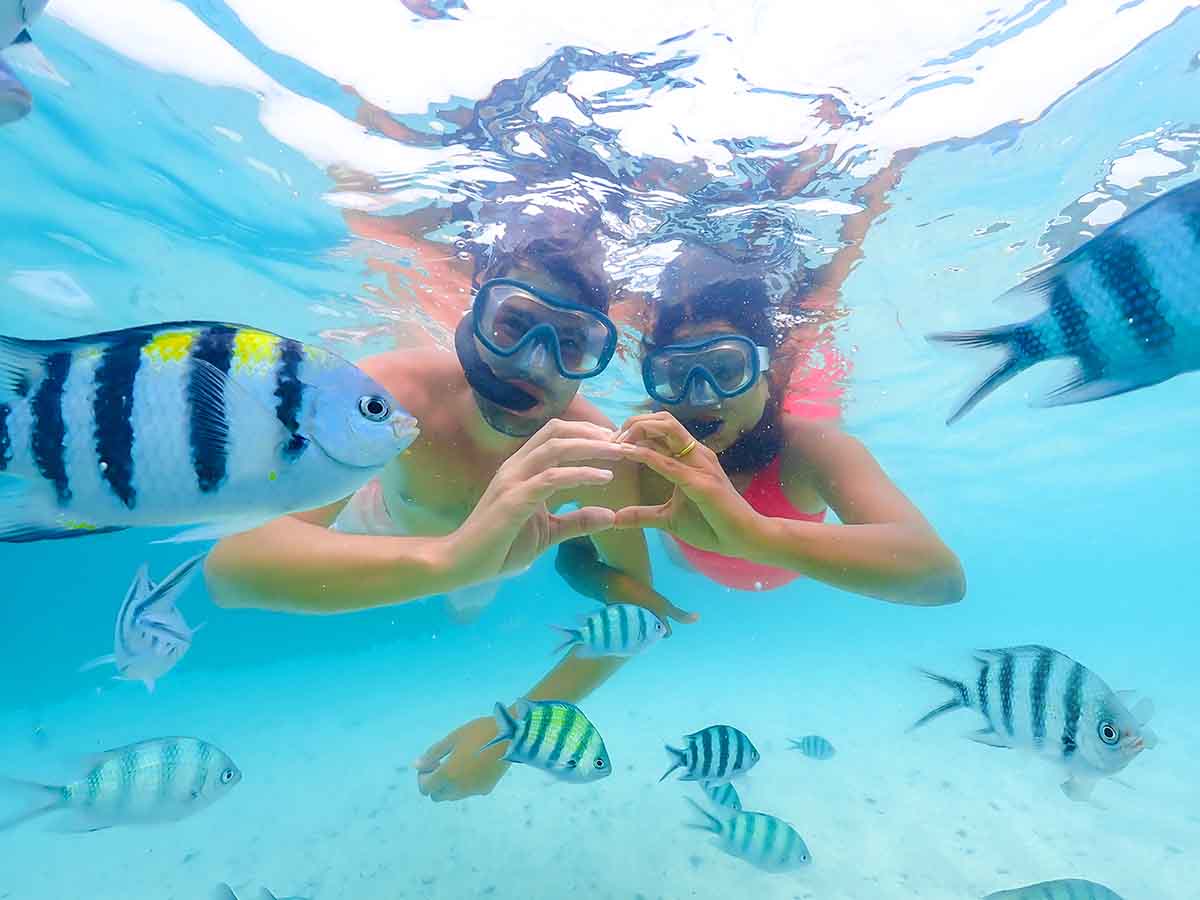 couple snorkeling